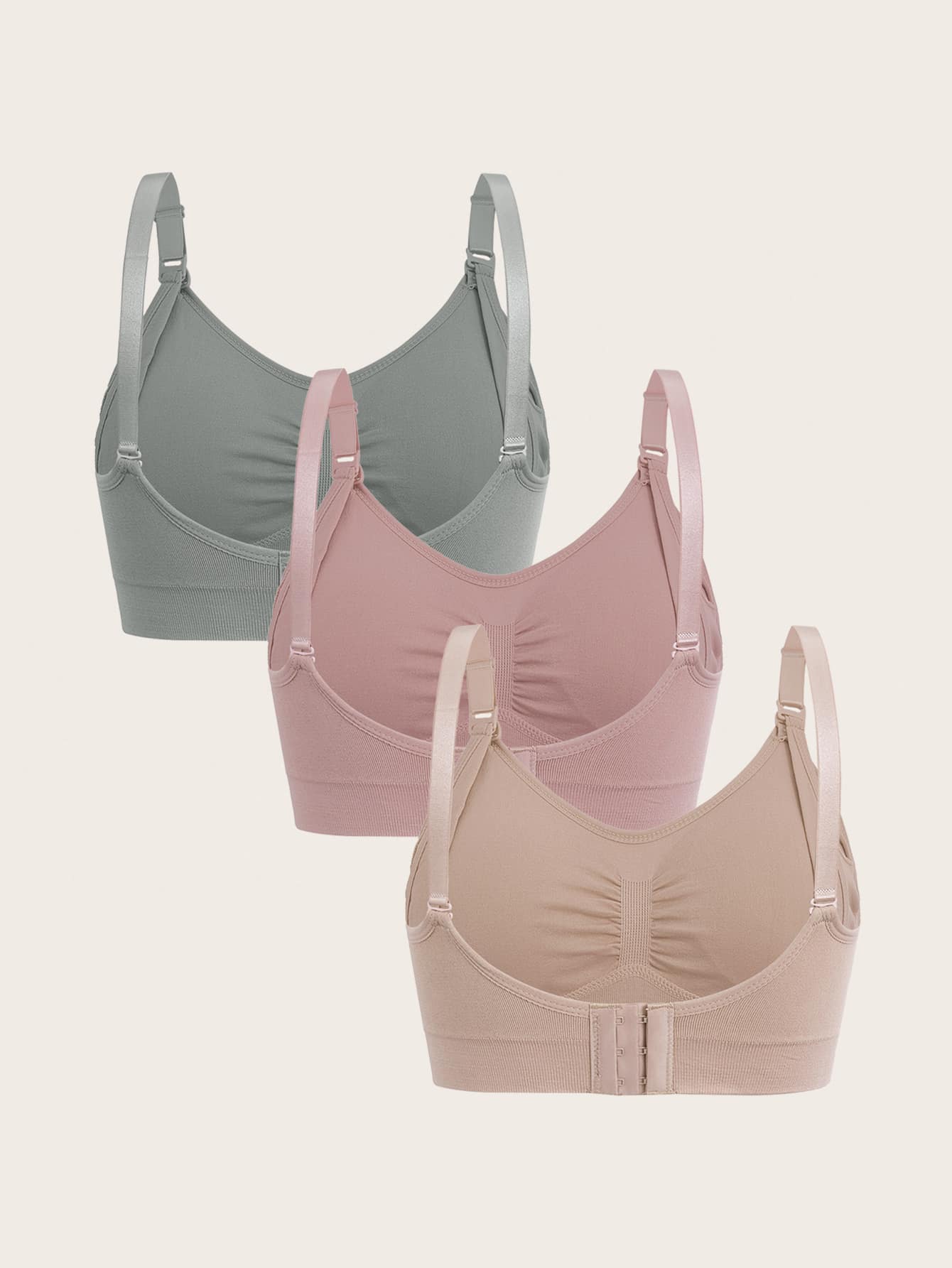 3pcs Maternity Simple Solid Comfort Nursing Bras