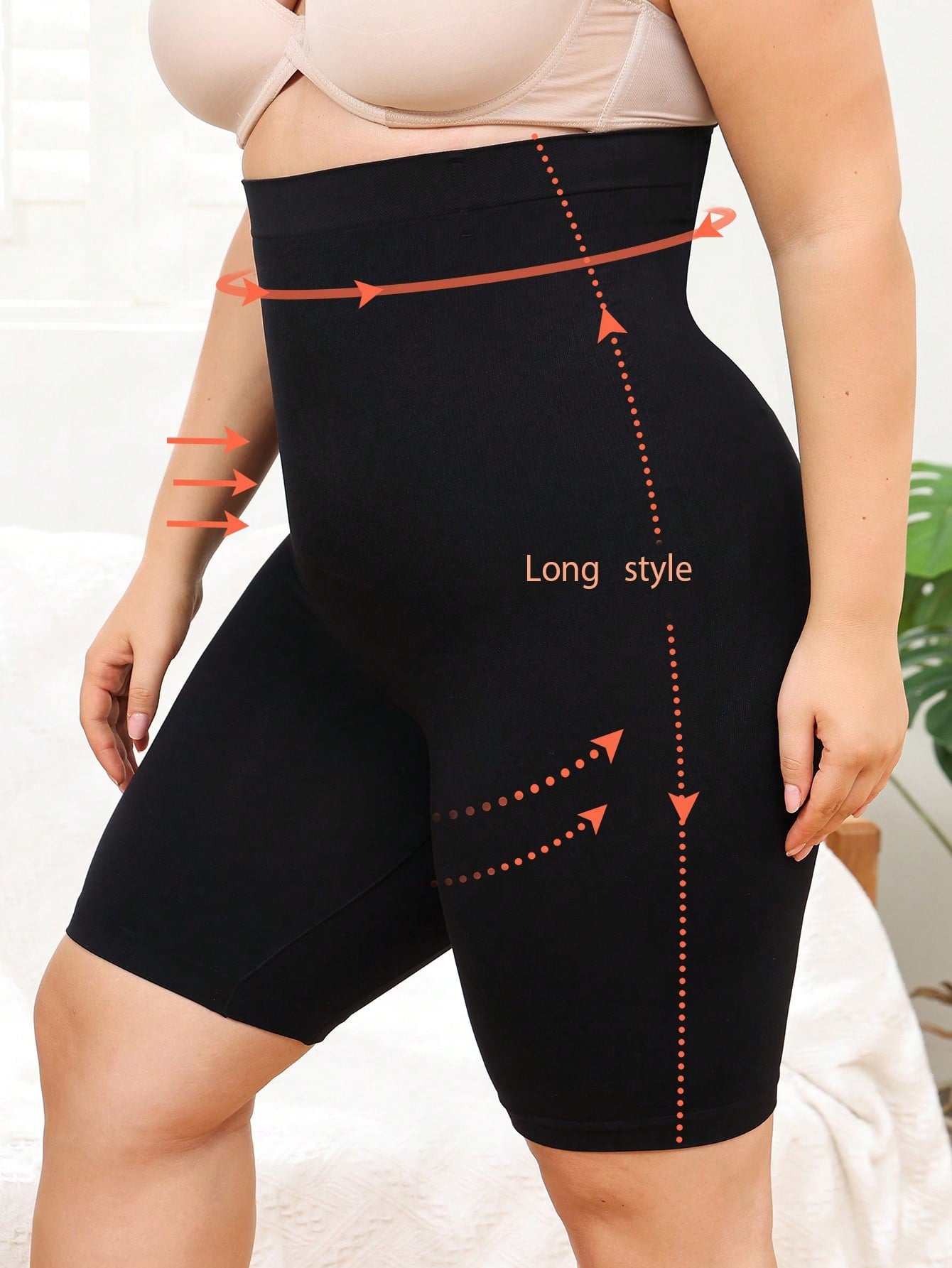 Plus High Waist Tummy Control Shapewear Shorts