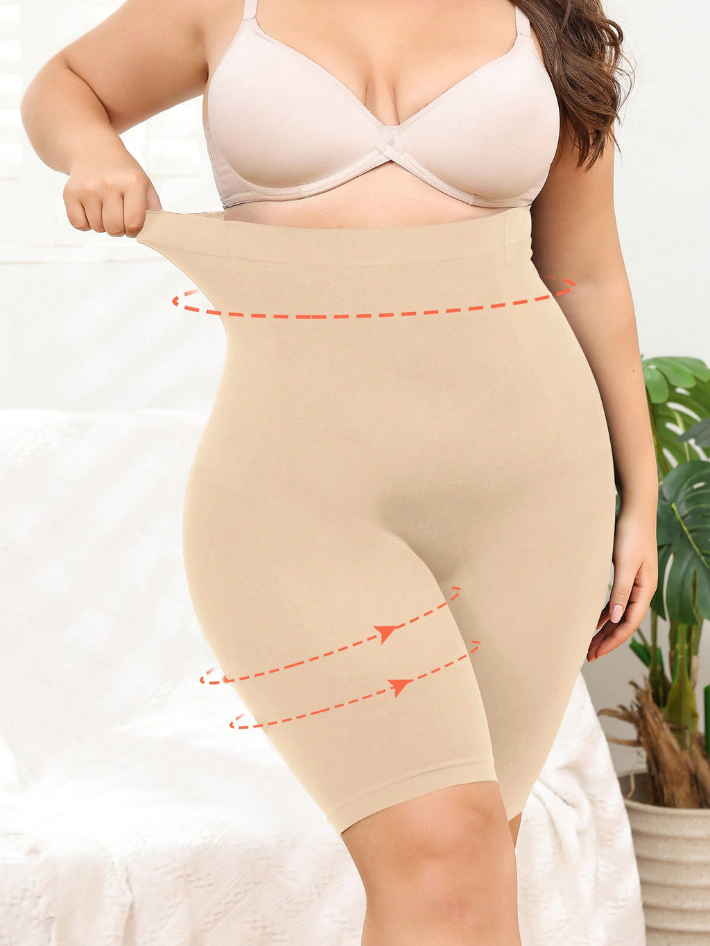 Plus High Waist Tummy Control Shapewear Shorts