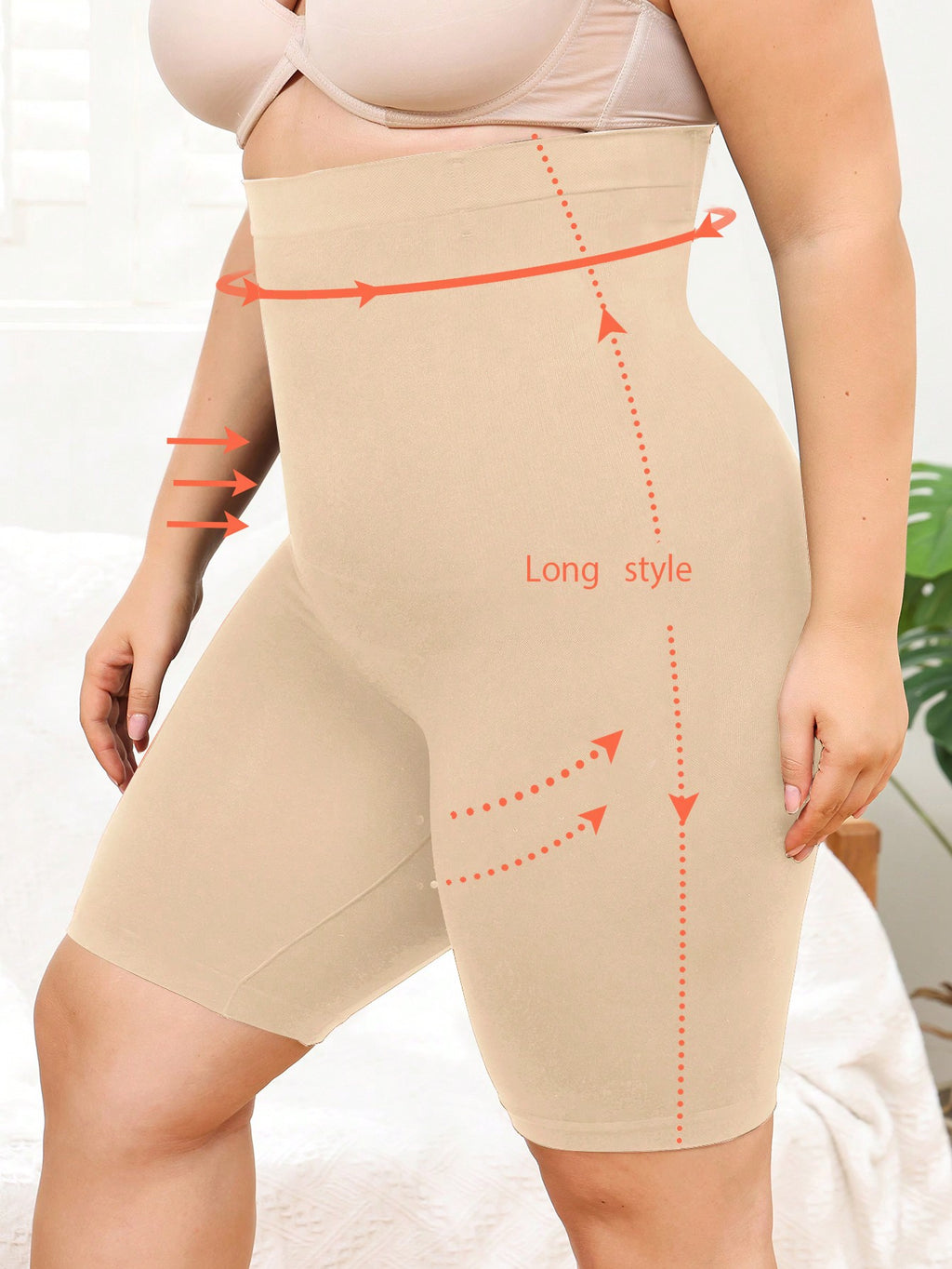 Plus High Waist Tummy Control Shapewear Shorts