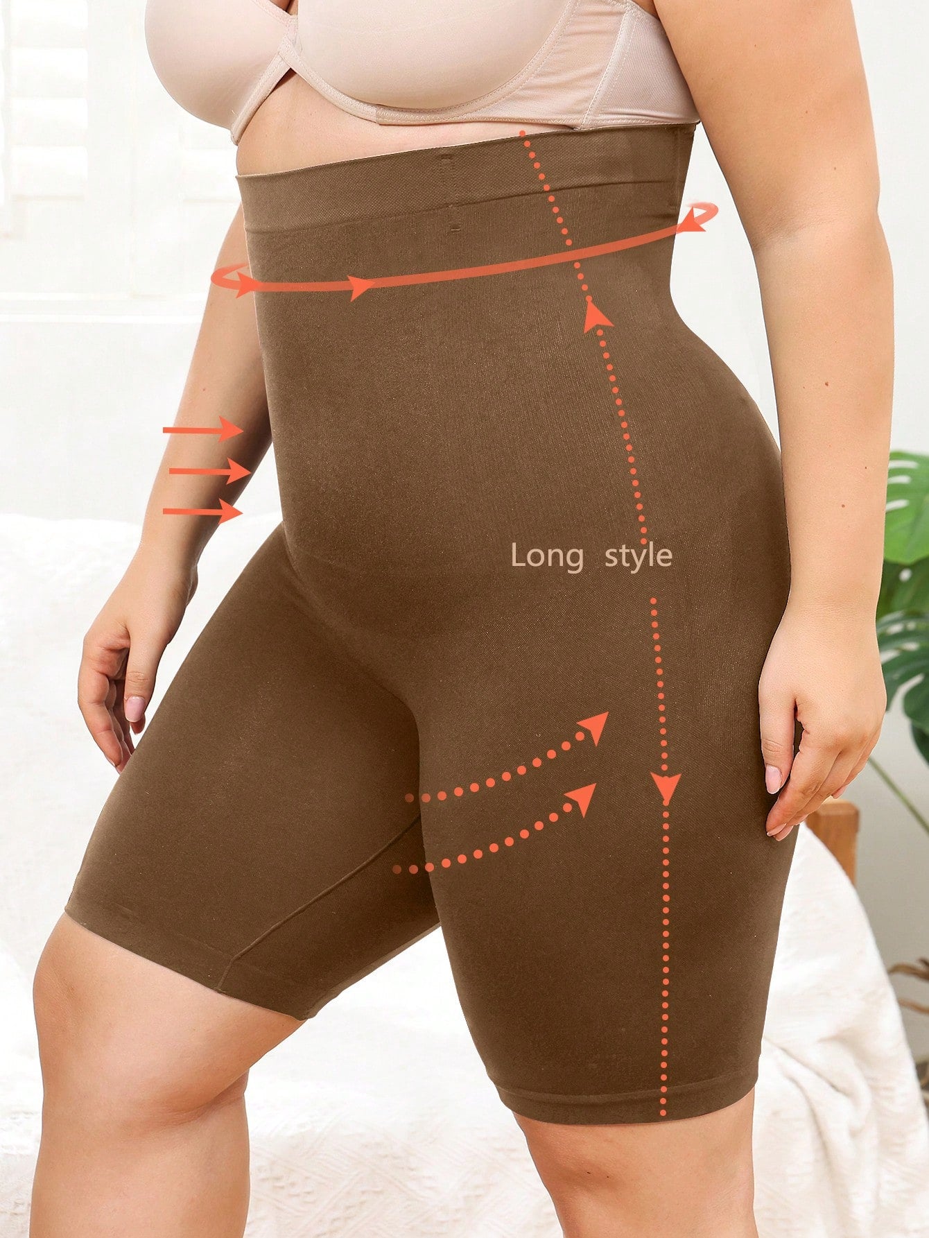 Plus High Waist Tummy Control Shapewear Shorts