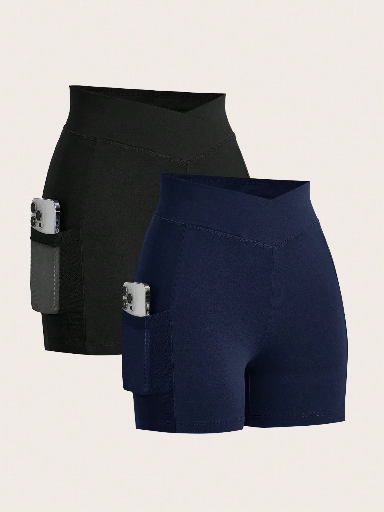 2pcs/Set Plus Size Women Solid Color Fitted Casual Leggings, Suitable For Summer Women's Sportswear