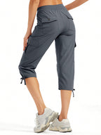 Women's Cargo Capris Hiking Pants Lightweight Quick Dry Outdoor Athletic Travel Casual Loose Comfy Cute Pockets