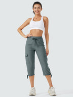 Women's Cargo Capris Hiking Pants Lightweight Quick Dry Outdoor Athletic Travel Casual Loose Comfy Cute Pockets