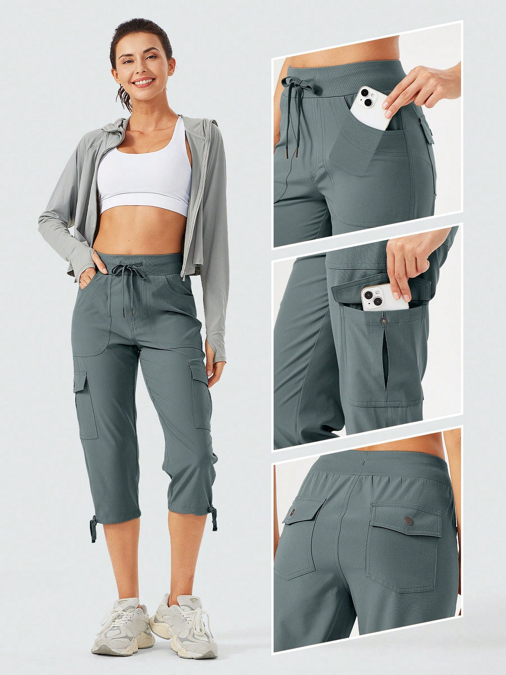 Women's Cargo Capris Hiking Pants Lightweight Quick Dry Outdoor Athletic Travel Casual Loose Comfy Cute Pockets