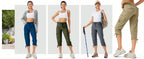 Women's Cargo Capris Hiking Pants Lightweight Quick Dry Outdoor Athletic Travel Casual Loose Comfy Cute Pockets