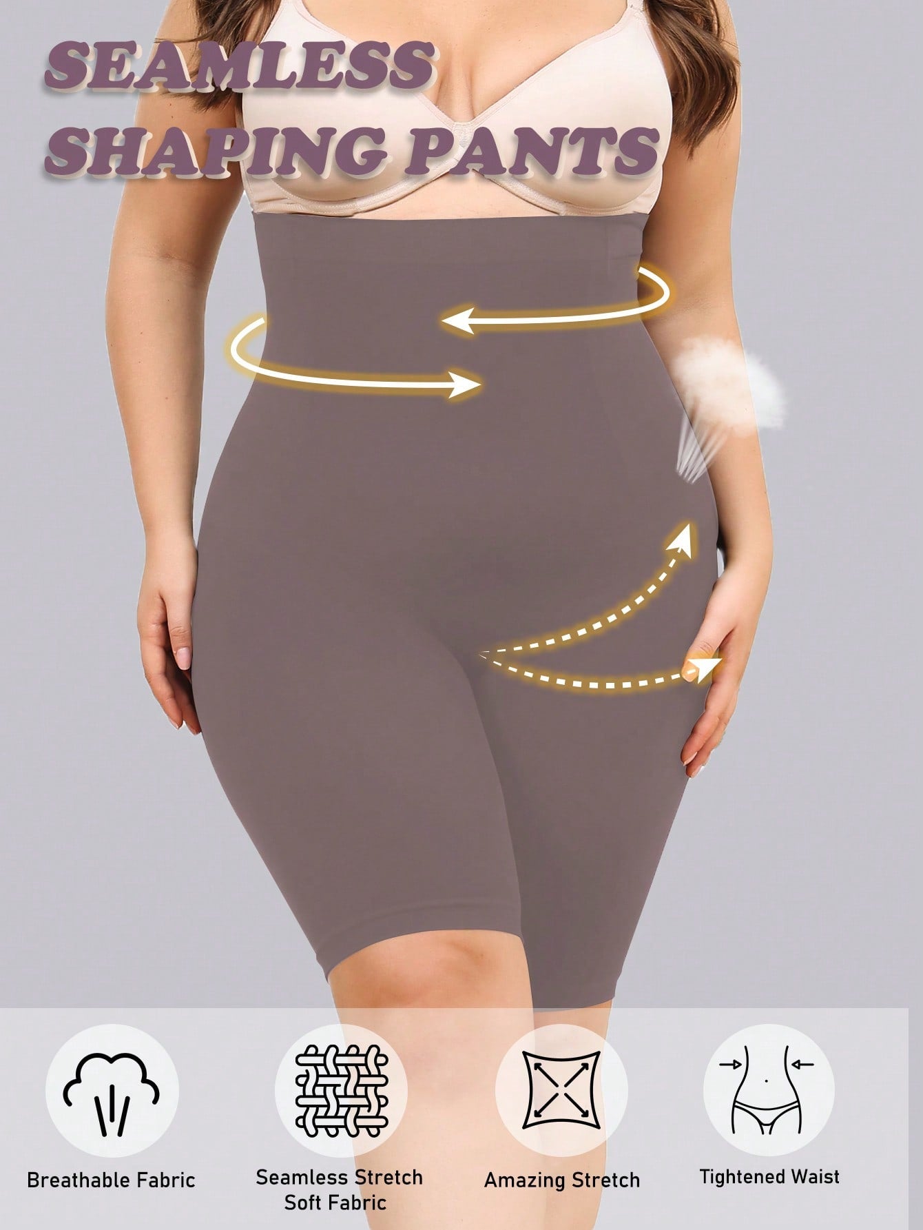 Plus High Waist Tummy Control Shapewear Shorts