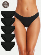 5 Pack Solid Panty Set Women Underwear Comfort Breathable Bikini Panties