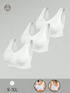 3PCS Solid Wireless Backless Sport Bra ,Breathable & Comfortable,Seamless Bras