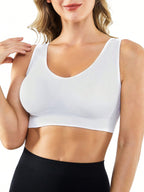 3PCS Solid Wireless Backless Sport Bra ,Breathable & Comfortable,Seamless Bras