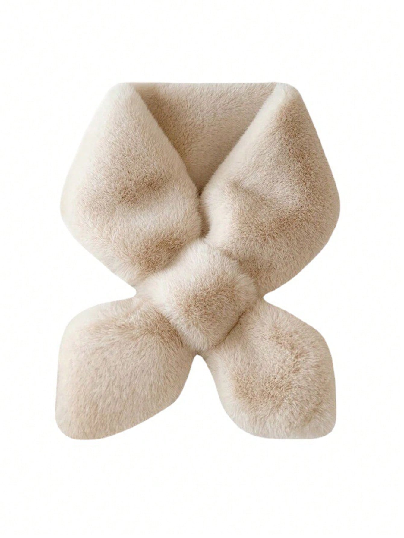 1pc Thickened Solid Color Furry Scarf Neck Warmer Imitation Mink Fur Cross Scarf Plush Collar, For Winter