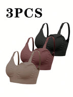 3pcs Maternity Simple Solid Comfort Nursing Bras