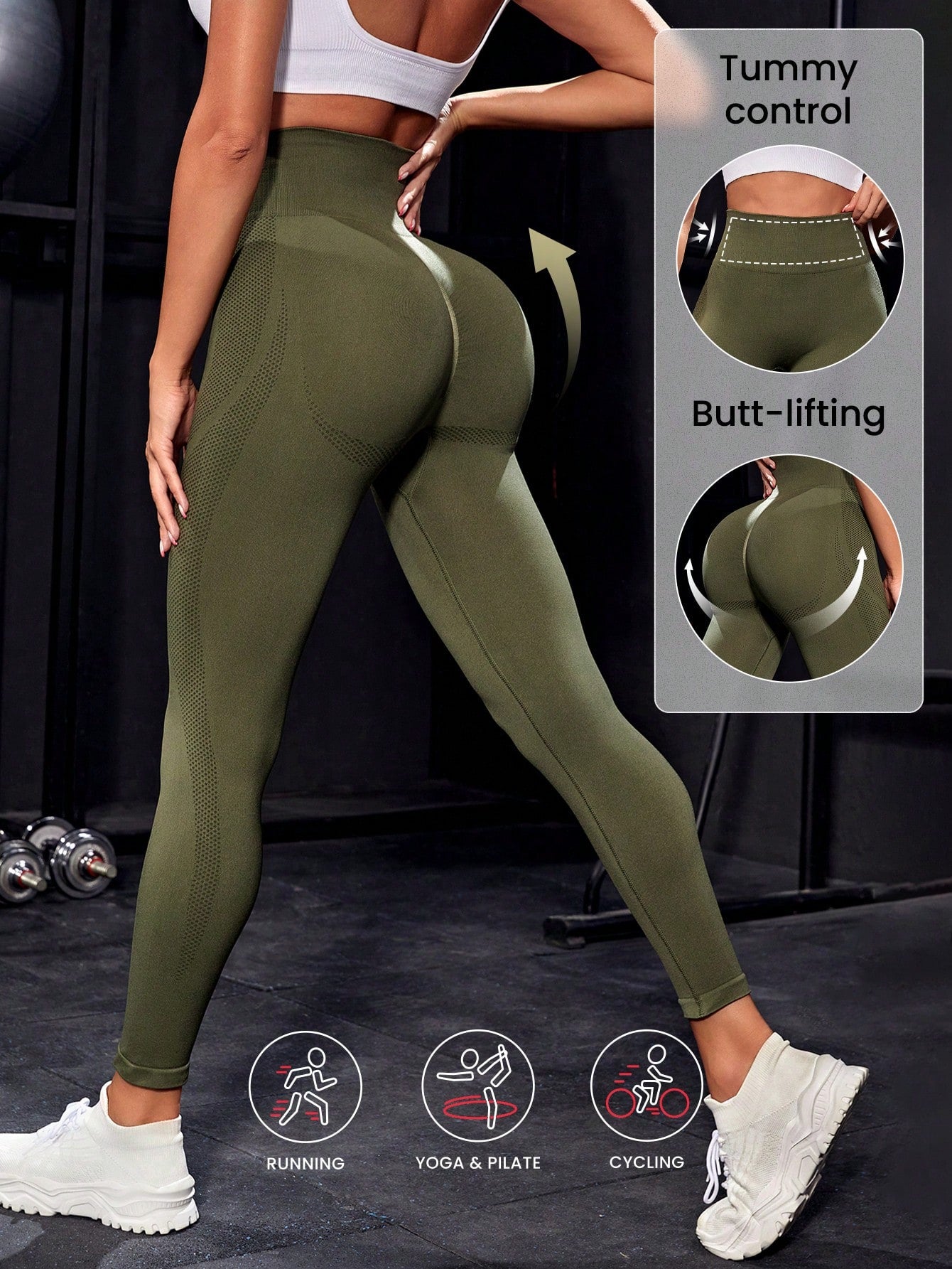 Women's Outdoor Leisure Yoga Tight-Fitting Fitness Running Seamless  Sports Leggings