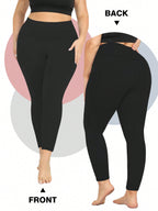 High Waisted Leggings With Pockets For Women, Plus Leggings For Women Buttery Soft Elastic Opaque Tummy Control Leggings, Plus Size Workout Gym Yoga
