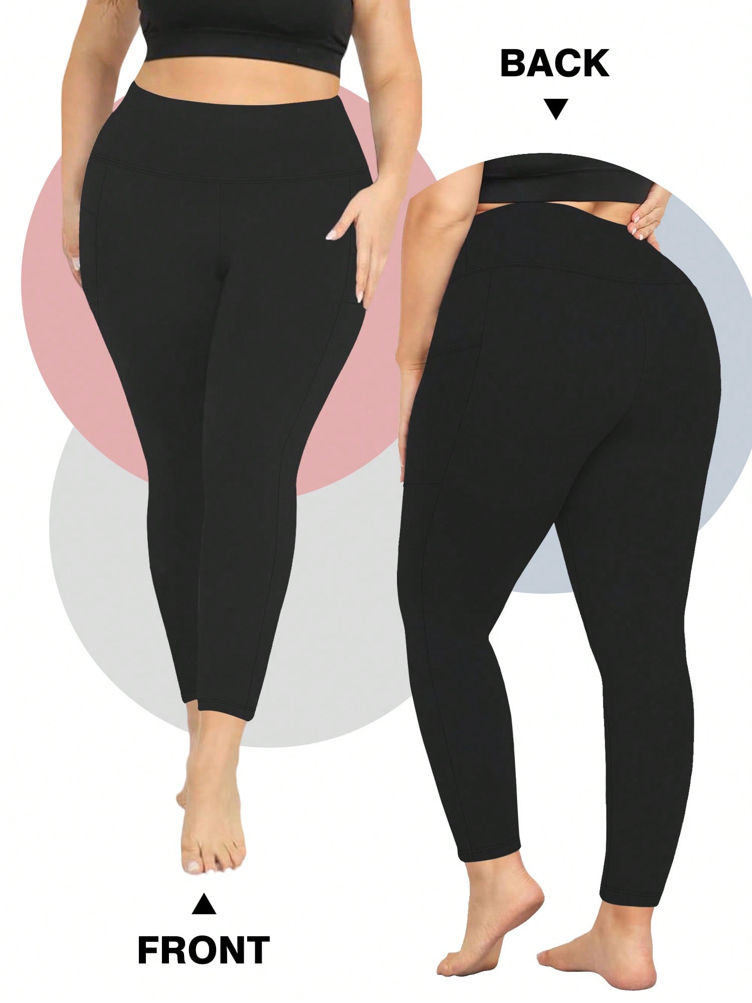 High Waisted Leggings With Pockets For Women, Plus Leggings For Women Buttery Soft Elastic Opaque Tummy Control Leggings, Plus Size Workout Gym Yoga