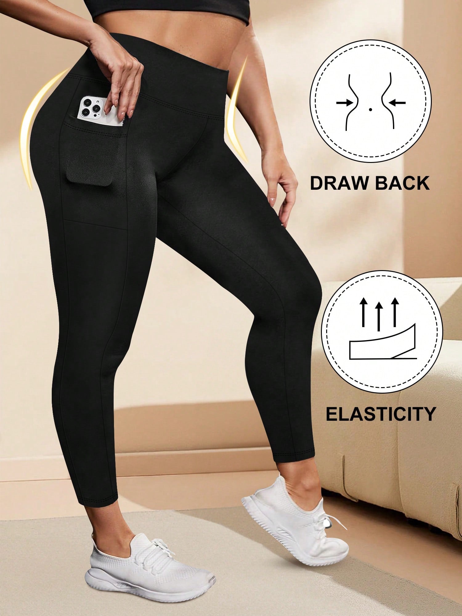 High Waisted Leggings With Pockets For Women, Plus Leggings For Women Buttery Soft Elastic Opaque Tummy Control Leggings, Plus Size Workout Gym Yoga