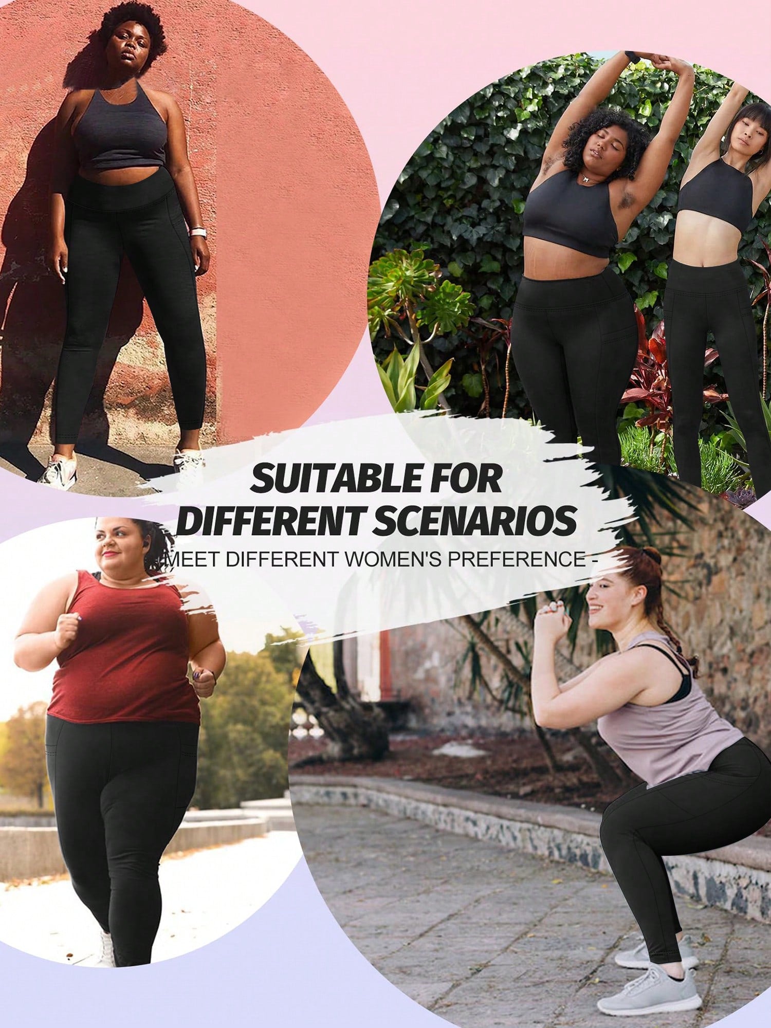 High Waisted Leggings With Pockets For Women, Plus Leggings For Women Buttery Soft Elastic Opaque Tummy Control Leggings, Plus Size Workout Gym Yoga