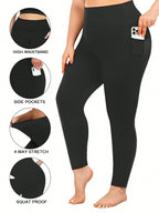 High Waisted Leggings With Pockets For Women, Plus Leggings For Women Buttery Soft Elastic Opaque Tummy Control Leggings, Plus Size Workout Gym Yoga