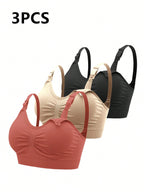 3pcs Maternity Simple Solid Comfort Nursing Bras