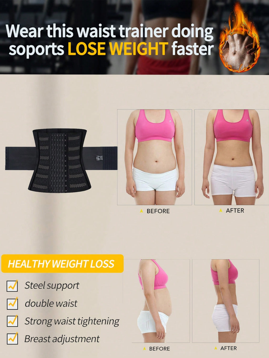 1pc Wrap Waist Trainer Double Belt Body Shaper Corset Shapewear Slimming Sheath Woman Flat Tightens Belly Sheath Waist Trainer Body Shaper