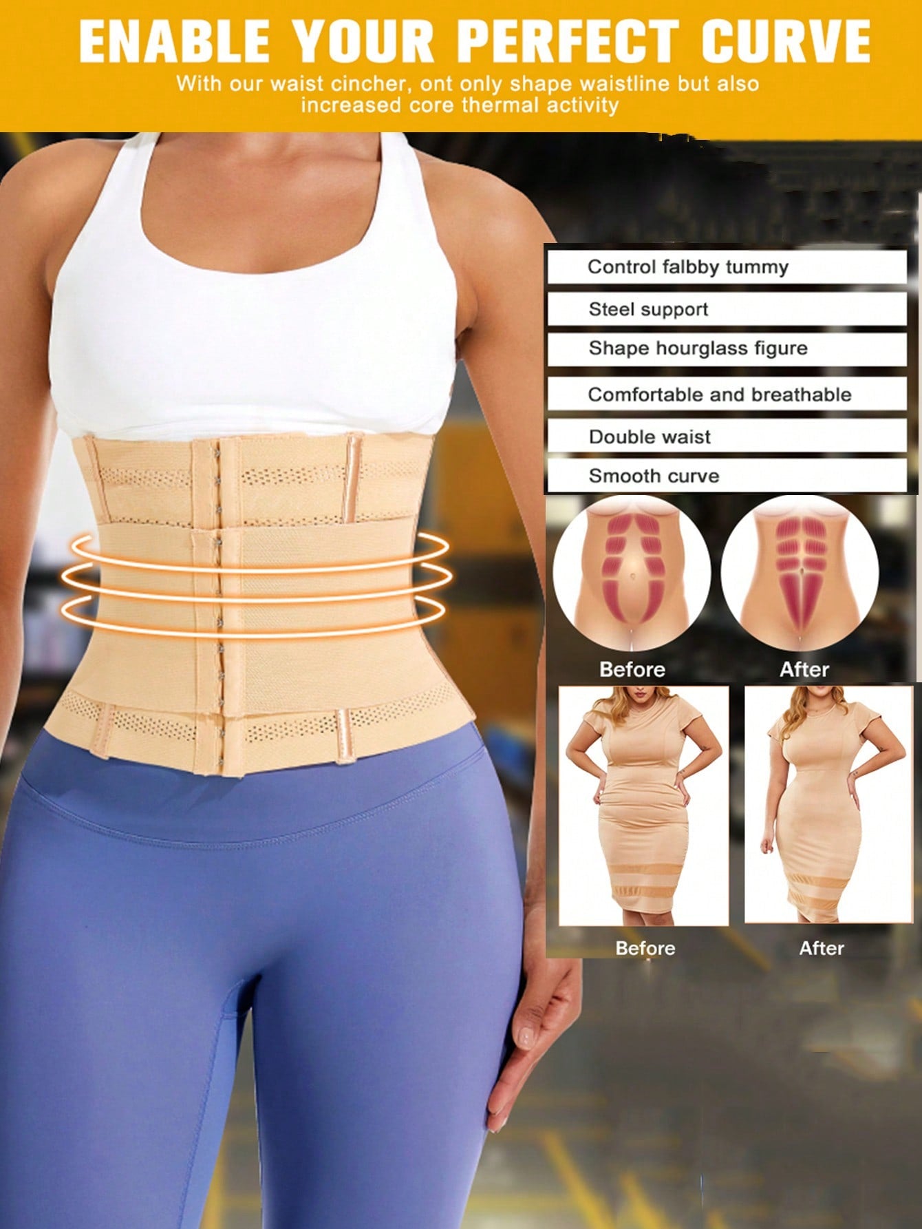 1pc Wrap Waist Trainer Double Belt Body Shaper Corset Shapewear Slimming Sheath Woman Flat Tightens Belly Sheath Waist Trainer Body Shaper