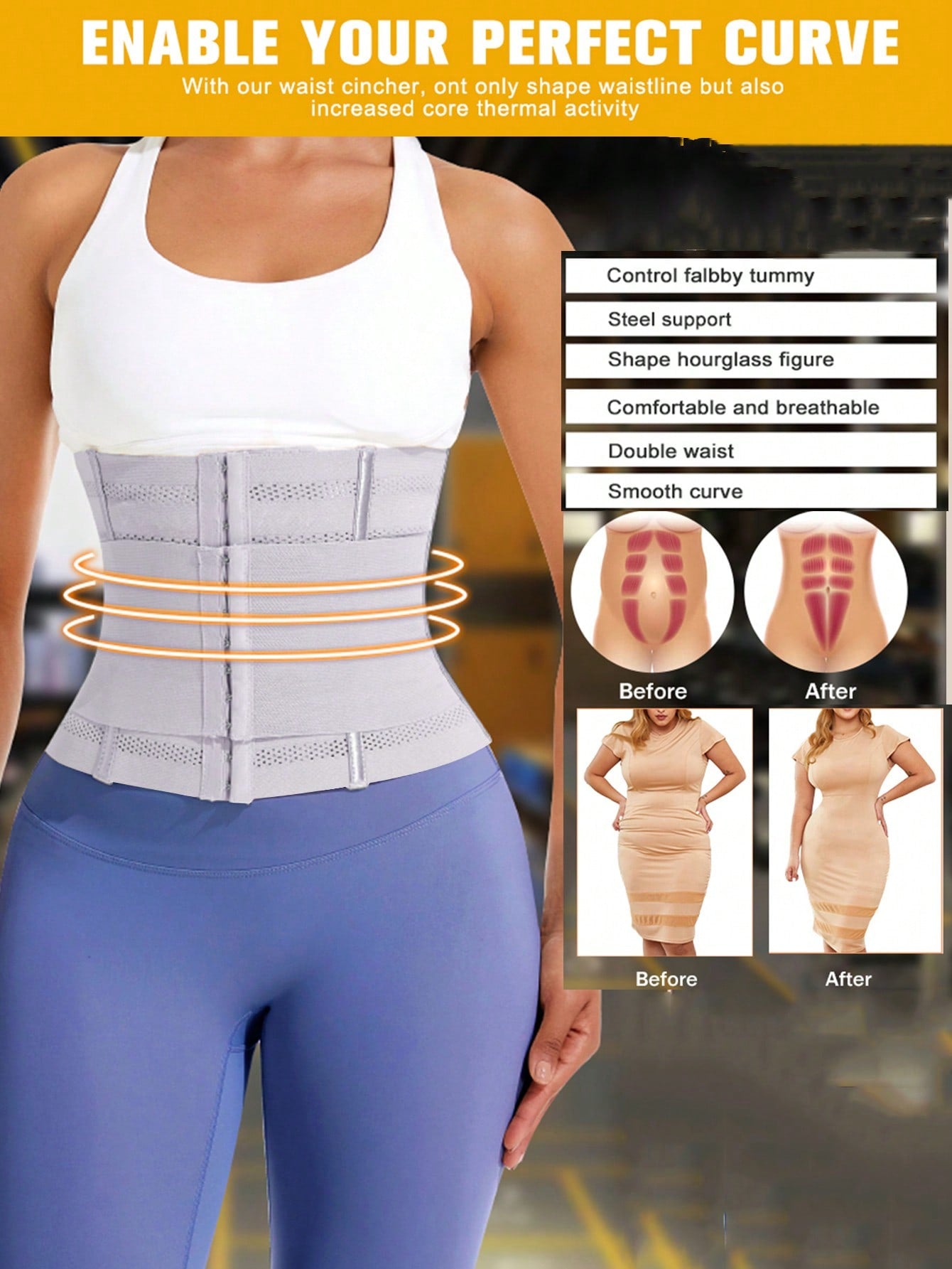 1pc Wrap Waist Trainer Double Belt Body Shaper Corset Shapewear Slimming Sheath Woman Flat Tightens Belly Sheath Waist Trainer Body Shaper