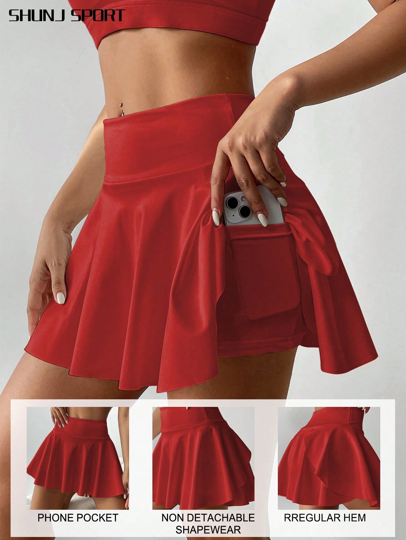 High Waist White Tennis Skirt Pants 2 In 1 Anti-Flashing Golf Badminton Fitness Skirt, Summer Sports Skirt With Pockets For Yoga, Outdoor Running Exercise, New Women Skirt Pants