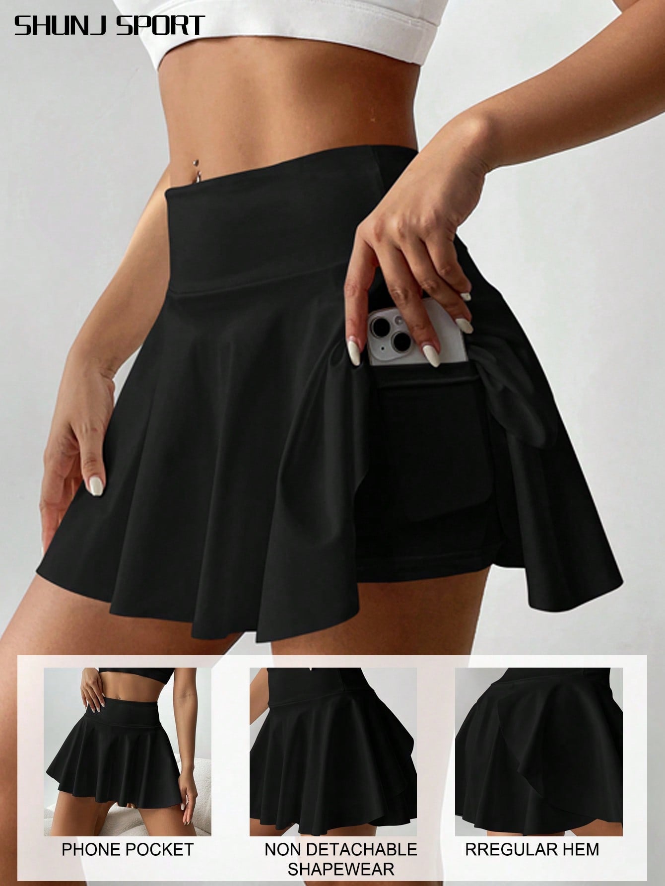 High Waist White Tennis Skirt Pants 2 In 1 Anti-Flashing Golf Badminton Fitness Skirt, Summer Sports Skirt With Pockets For Yoga, Outdoor Running Exercise, New Women Skirt Pants