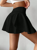 High Waist White Tennis Skirt Pants 2 In 1 Anti-Flashing Golf Badminton Fitness Skirt, Summer Sports Skirt With Pockets For Yoga, Outdoor Running Exercise, New Women Skirt Pants