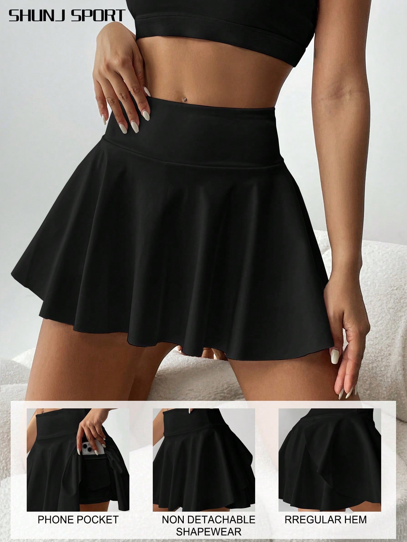 High Waist White Tennis Skirt Pants 2 In 1 Anti-Flashing Golf Badminton Fitness Skirt, Summer Sports Skirt With Pockets For Yoga, Outdoor Running Exercise, New Women Skirt Pants