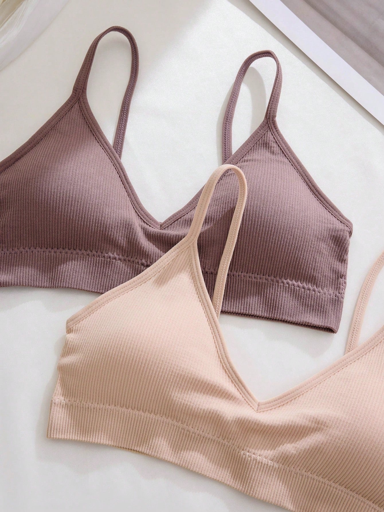 3pcs/Set Seamless Ribbed Wireless Casual Women Bras