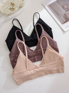 3pcs/Set Seamless Ribbed Wireless Casual Women Bras