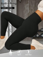 Women High Waist Long Workout Leggings, Summer Sports Casual Pants, Cinched Waist Lifting Yoga Trousers, Firm Abdominal Control Base Layer Pants