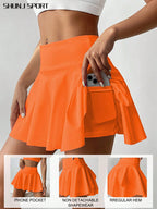High Waist White Tennis Skirt Pants 2 In 1 Anti-Flashing Golf Badminton Fitness Skirt, Summer Sports Skirt With Pockets For Yoga, Outdoor Running Exercise, New Women Skirt Pants
