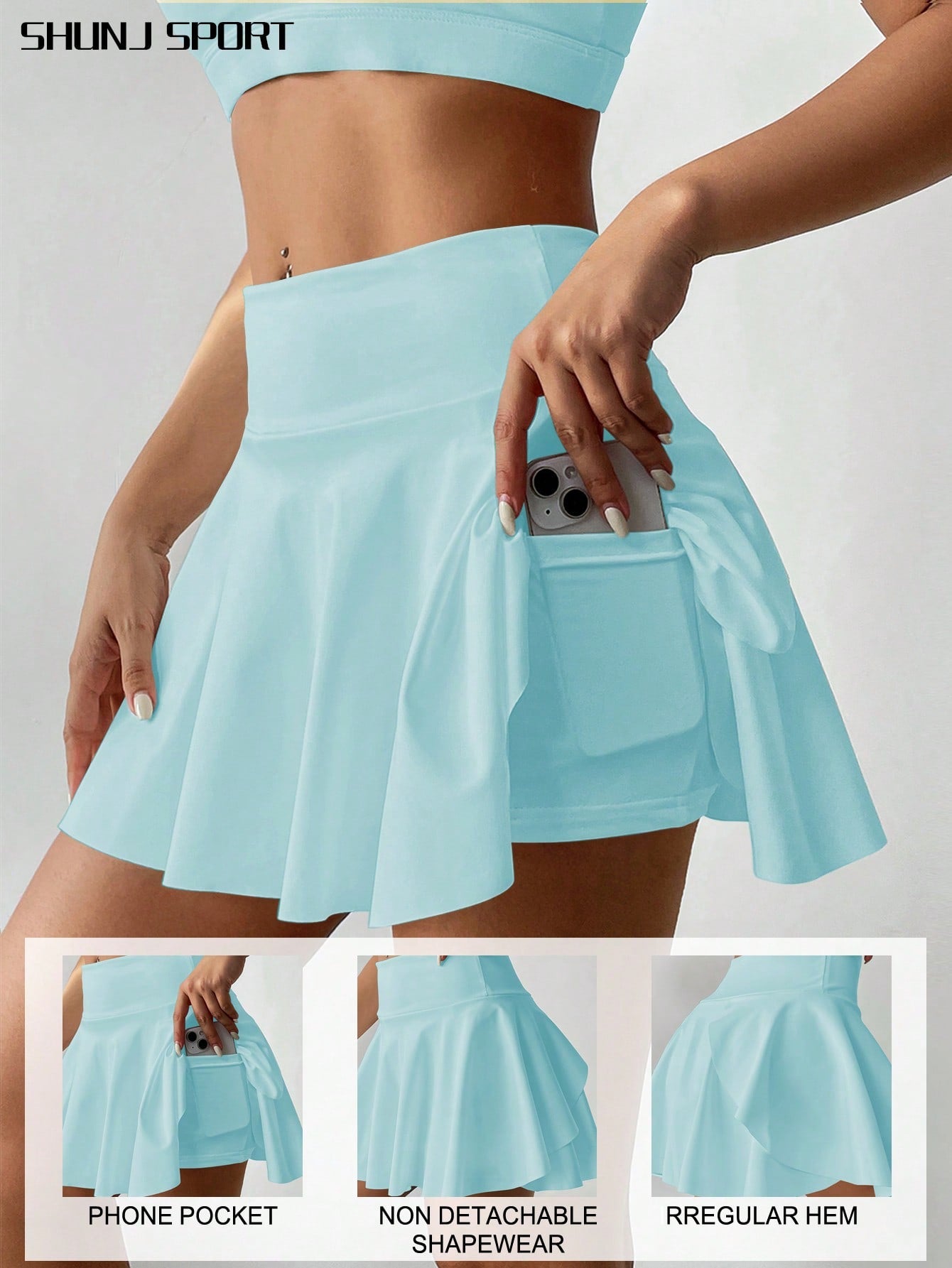 High Waist White Tennis Skirt Pants 2 In 1 Anti-Flashing Golf Badminton Fitness Skirt, Summer Sports Skirt With Pockets For Yoga, Outdoor Running Exercise, New Women Skirt Pants