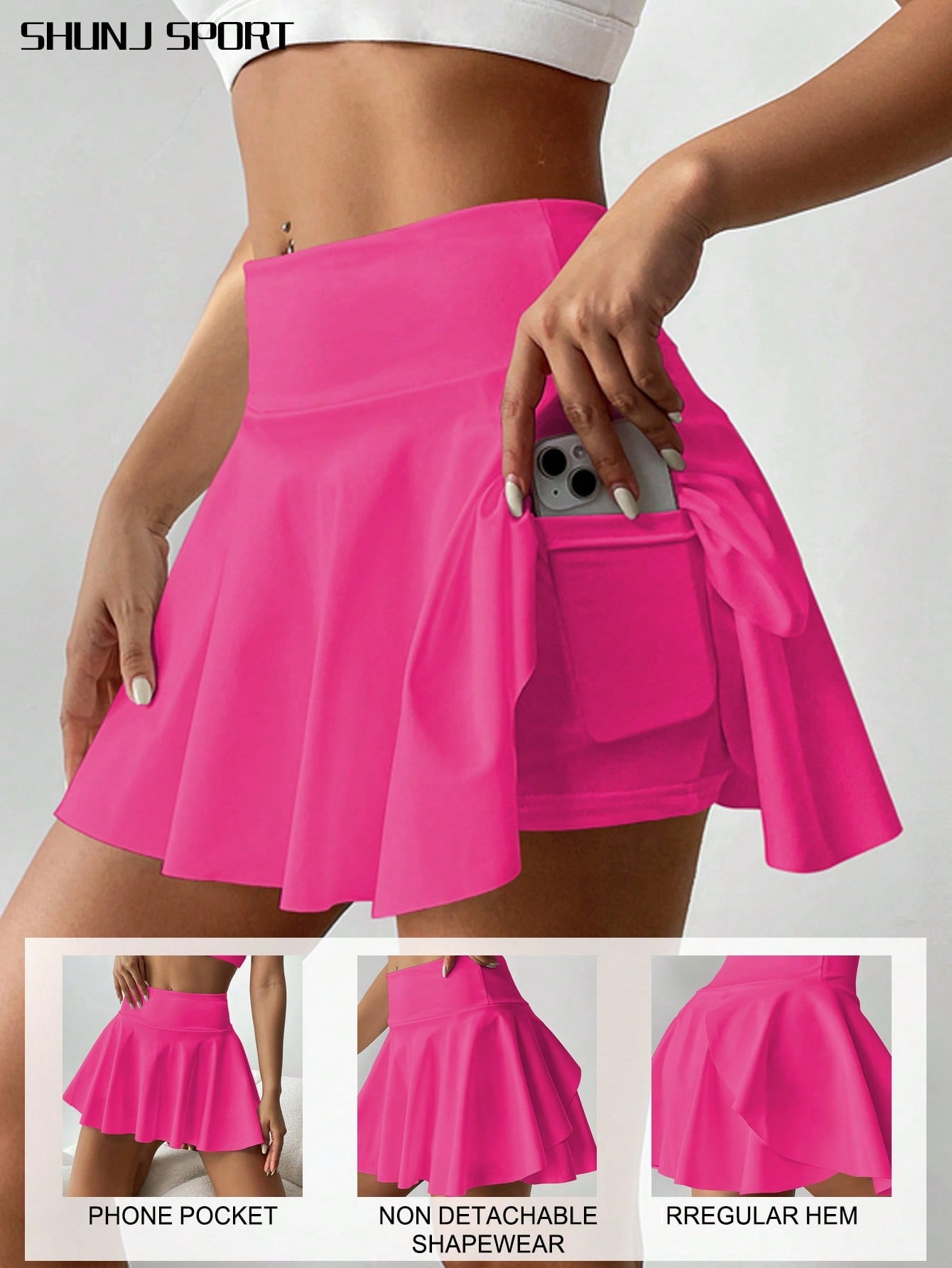 High Waist White Tennis Skirt Pants 2 In 1 Anti-Flashing Golf Badminton Fitness Skirt, Summer Sports Skirt With Pockets For Yoga, Outdoor Running Exercise, New Women Skirt Pants