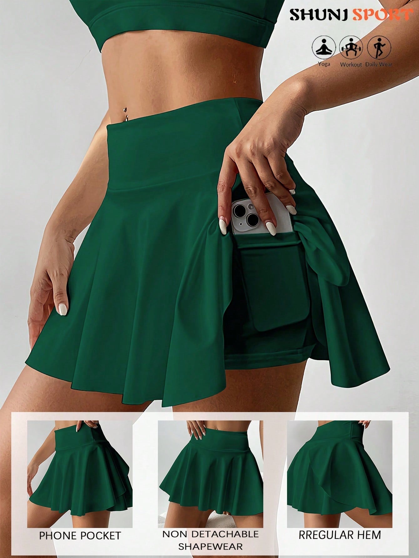 High Waist White Tennis Skirt Pants 2 In 1 Anti-Flashing Golf Badminton Fitness Skirt, Summer Sports Skirt With Pockets For Yoga, Outdoor Running Exercise, New Women Skirt Pants