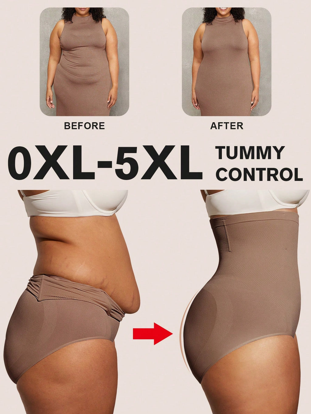 1pc Women High Waist Slimming Shapewear, Smooth Seamless Waist & Abdomen Control Bodysuit For Plus Size