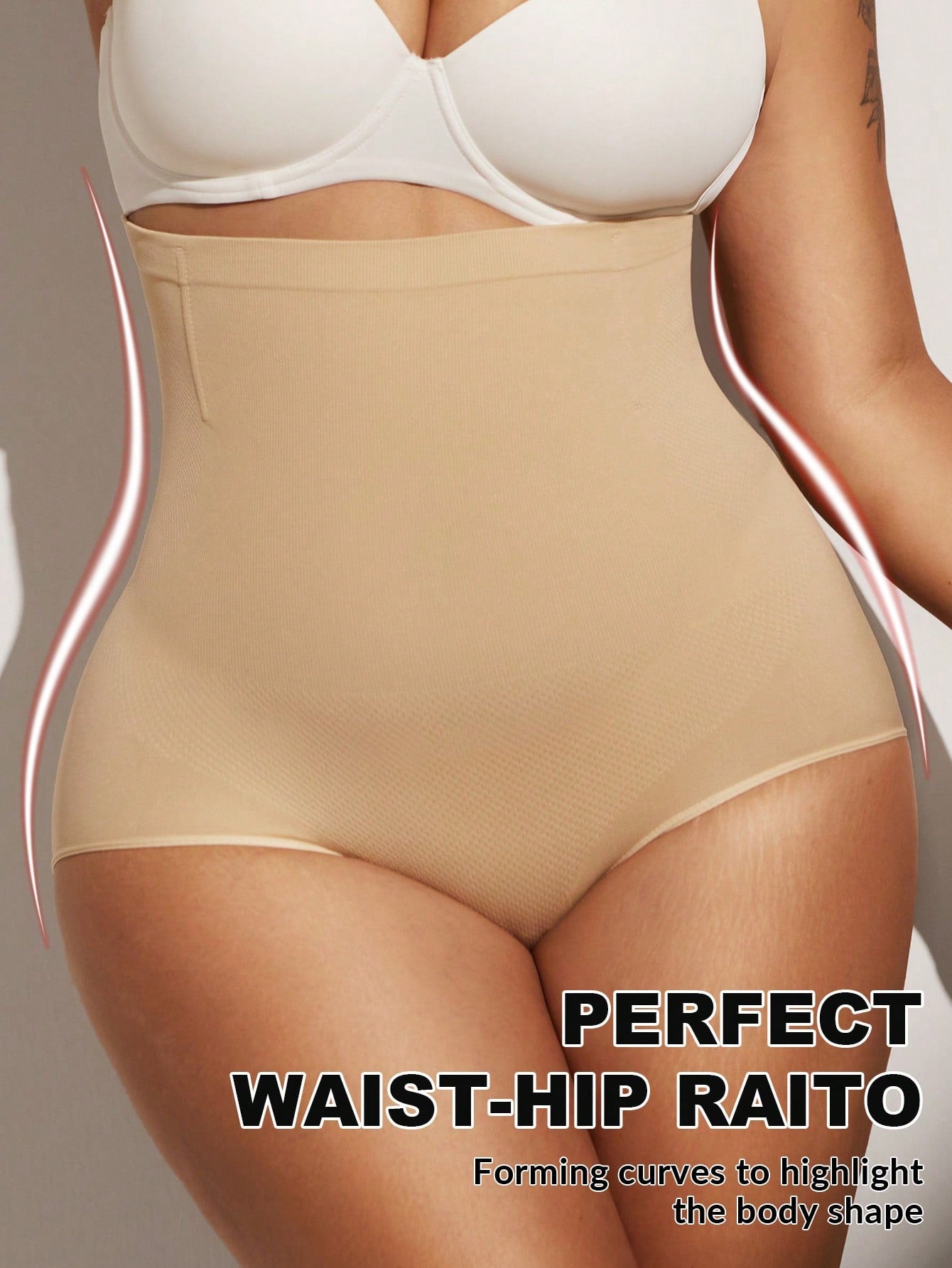 1pc Women High Waist Slimming Shapewear, Smooth Seamless Waist & Abdomen Control Bodysuit For Plus Size