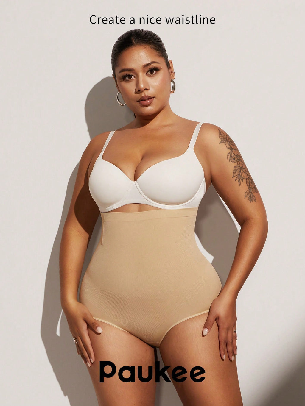 1pc Women High Waist Slimming Shapewear, Smooth Seamless Waist & Abdomen Control Bodysuit For Plus Size