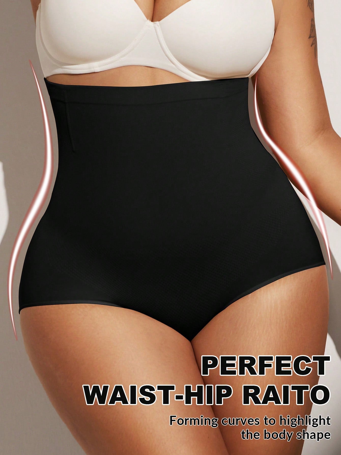 1pc Women High Waist Slimming Shapewear, Smooth Seamless Waist & Abdomen Control Bodysuit For Plus Size