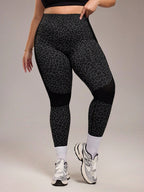 1pc Women Plus Size Leopard Print Side Stripe Fitness, Running, Workout, Yoga Leggings Plus Size Workout Set Leopard Print Workout Leggings Plus Size Activewear Sets Plus Size Gym Outfit Curve Workout Leggings