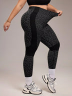 1pc Women Plus Size Leopard Print Side Stripe Fitness, Running, Workout, Yoga Leggings Plus Size Workout Set Leopard Print Workout Leggings Plus Size Activewear Sets Plus Size Gym Outfit Curve Workout Leggings