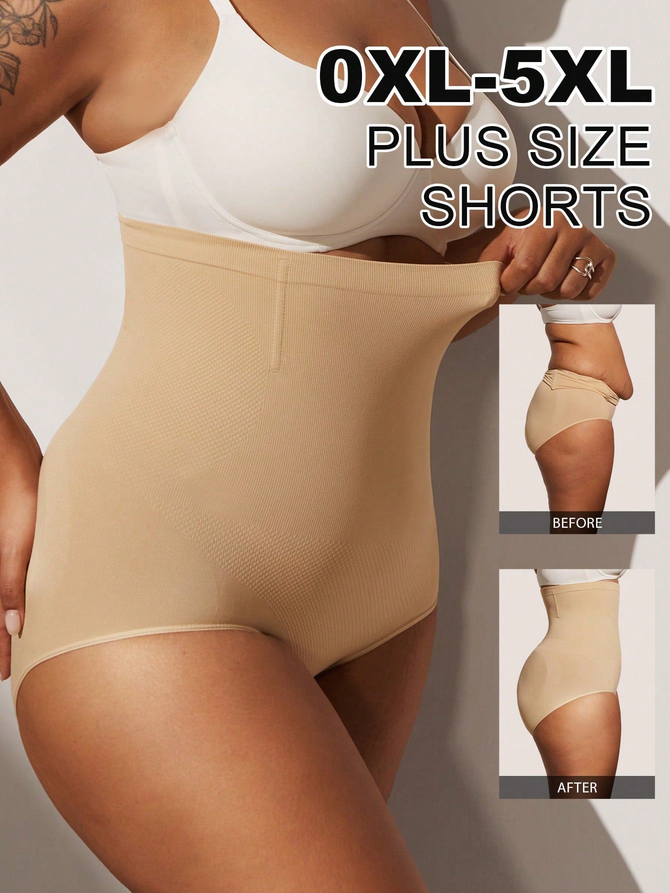 1pc Women High Waist Slimming Shapewear, Smooth Seamless Waist & Abdomen Control Bodysuit For Plus Size